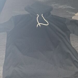Black Hoodie  Shirt with White Drawstrings